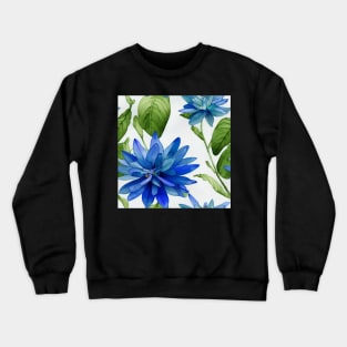 Blue watercolor leaves pattern Crewneck Sweatshirt